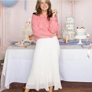 Jilly Box Gentle Fawn Serenade Skirt XL | Pleated Midi Cream